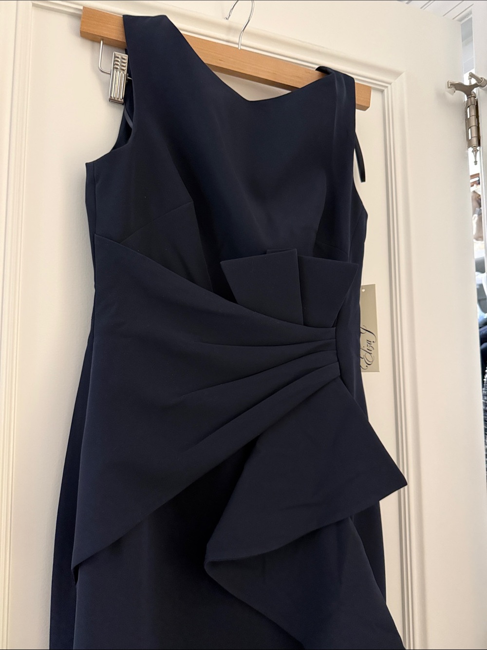 Eliza J Navy Ruffle Detail Maxi Dress